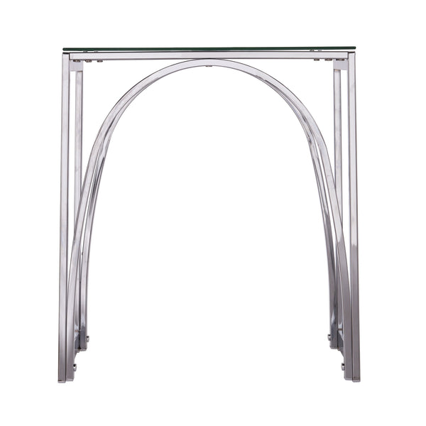 Safavieh Stevenly Square Tempered Glass End Table With Arched Iron Frame For Modern Living Rooms CK1005302