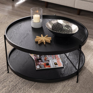 Safavieh Verlington Two Tier Round Coffee Table With Iron Legs And Farmhouse Tray Top Design CK1005600