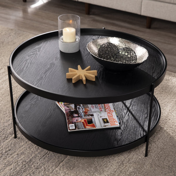 Safavieh Verlington Two Tier Round Coffee Table With Iron Legs And Farmhouse Tray Top Design CK1005600