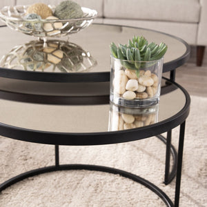 Safavieh Downham Antique Mirror Nesting Tables Two Piece Set For Elegant Living Room Display CK1024704