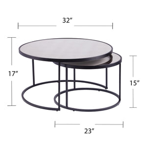 Safavieh Downham Antique Mirror Nesting Tables Two Piece Set For Elegant Living Room Display CK1024704
