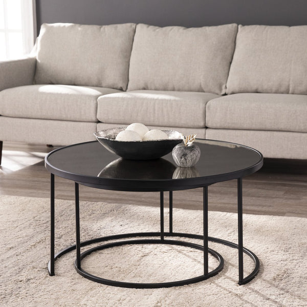 Safavieh Downham Antique Mirror Nesting Tables Two Piece Set For Elegant Living Room Display CK1024704
