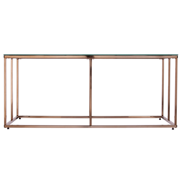 Safavieh Nicholance Art Deco Iron Frame Coffee Table With Tempered Glass Top For Modern Living CHAMPAGNE CK1082100