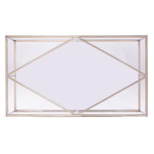 Safavieh Nicholance Art Deco Iron Frame Coffee Table With Tempered Glass Top For Modern Living CHAMPAGNE CK1082100
