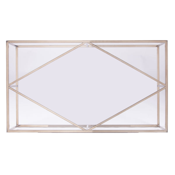 Safavieh Nicholance Art Deco Iron Frame Coffee Table With Tempered Glass Top For Modern Living CHAMPAGNE CK1082100