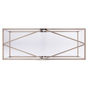 Safavieh Nicholance Tempered Glass Top Iron Console Table With Diamond Frame For Entryway CHAMPAGNE CK1082103
