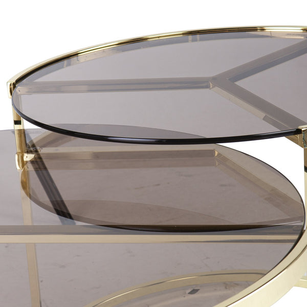 Safavieh Martley Modern Nesting Cocktail Tables With Brass Iron Frame And Smoked Glass Tops CK1109004