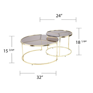 Safavieh Martley Modern Nesting Cocktail Tables With Brass Iron Frame And Smoked Glass Tops CK1109004