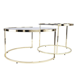 Safavieh Martley Modern Nesting Cocktail Tables With Brass Iron Frame And Smoked Glass Tops CK1109004