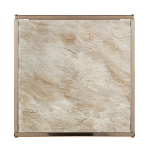 Safavieh Simondley Tempered Glass Marble Top Side Table With Open Iron Frame For Living Room CHAMPAGNE CK1125002