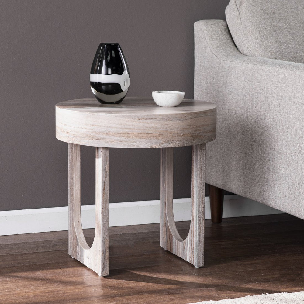 Safavieh Chadkirk Round Faux Marble Top Accent Table With Geometric Legs For Modern Living CK1126302