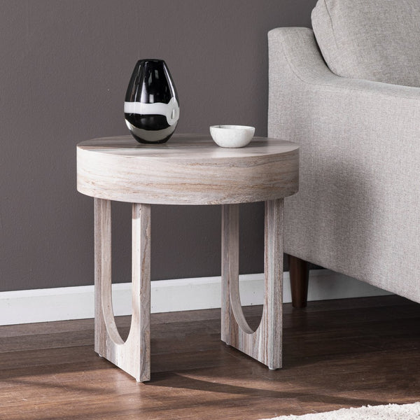 Safavieh Chadkirk Round Faux Marble Top Accent Table With Geometric Legs For Modern Living CK1126302