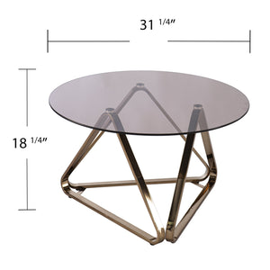 Safavieh Stondon Round Smoked Glass Coffee Table With Geometric Iron Base For Living Rooms CHAMPAGNE CK1131300