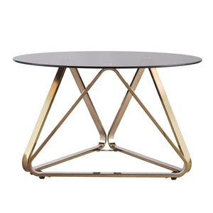 Safavieh Stondon Round Smoked Glass Coffee Table With Geometric Iron Base For Living Rooms CHAMPAGNE CK1131300