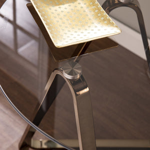 Safavieh Stondon Round Glass End Table With Geometric Iron Base For Modern Living Rooms CHAMPAGNE CK1131302