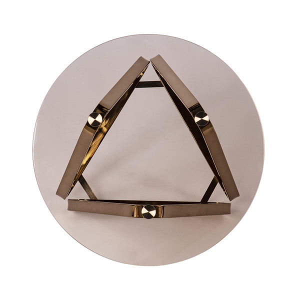 Safavieh Stondon Round Glass End Table With Geometric Iron Base For Modern Living Rooms CHAMPAGNE CK1131302