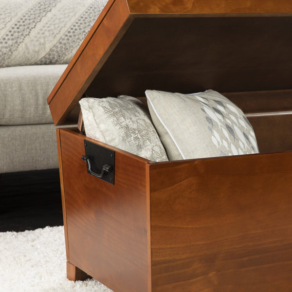 Safavieh Pyramid Trunk Style Coffee Table With Hidden Storage Birch Veneer And Solid Poplar Legs BROWN CK1224