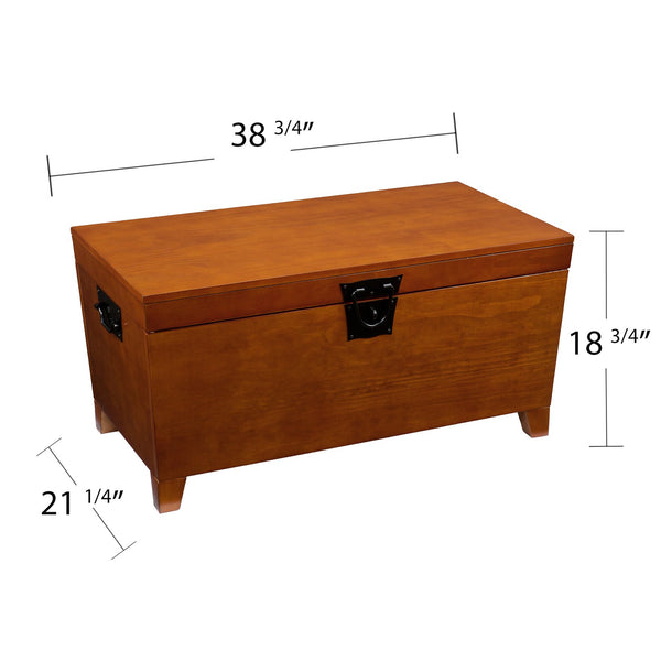 Safavieh Pyramid Trunk Style Coffee Table With Hidden Storage Birch Veneer And Solid Poplar Legs BROWN CK1224
