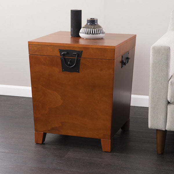 Safavieh Pyramid Mission Oak Lift Top End Table With Hidden Storage For Living Room Decor BROWN CK1225