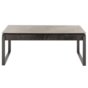 Safavieh Kota Modern Industrial Coffee Table With Hidden Drawer And Stone Look Mdf Top GREY / BLACK CK12310