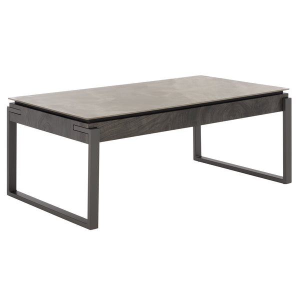 Safavieh Kota Modern Industrial Coffee Table With Hidden Drawer And Stone Look Mdf Top GREY / BLACK CK12310