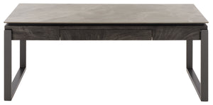 Safavieh Kota Modern Industrial Coffee Table With Hidden Drawer And Stone Look Mdf Top GREY / BLACK CK12310