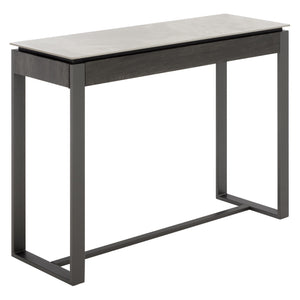 Safavieh Kota Console Table Stone Top Powder Coated Metal Frame Modern Entryway Accent GREY / BLACK CK12313