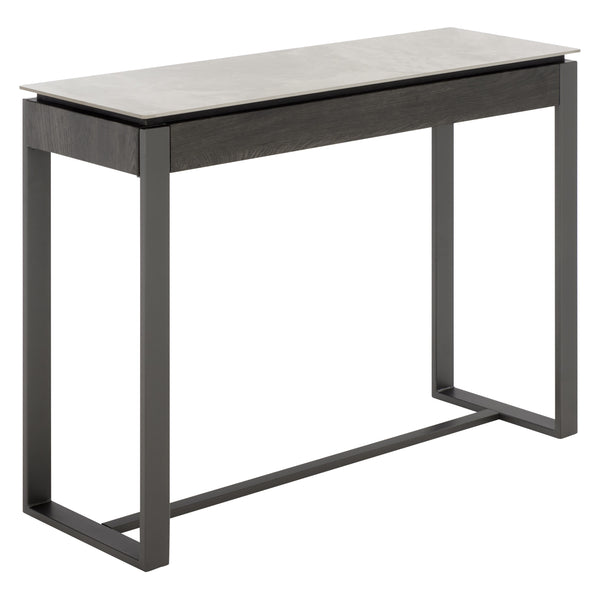 Safavieh Kota Console Table Stone Top Powder Coated Metal Frame Modern Entryway Accent GREY / BLACK CK12313