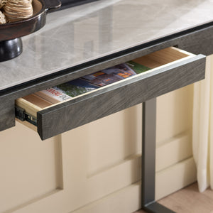 Safavieh Kota Console Table Stone Top Powder Coated Metal Frame Modern Entryway Accent GREY / BLACK CK12313