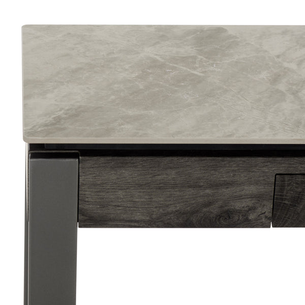 Safavieh Kota Console Table Stone Top Powder Coated Metal Frame Modern Entryway Accent GREY / BLACK CK12313