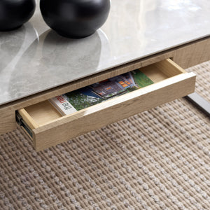 Safavieh Kota Modern Industrial Coffee Table With Hidden Drawer And Stone Look Mdf Top GREY / GREY CK12320
