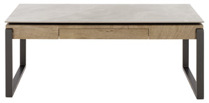 Safavieh Kota Modern Industrial Coffee Table With Hidden Drawer And Stone Look Mdf Top GREY / GREY CK12320