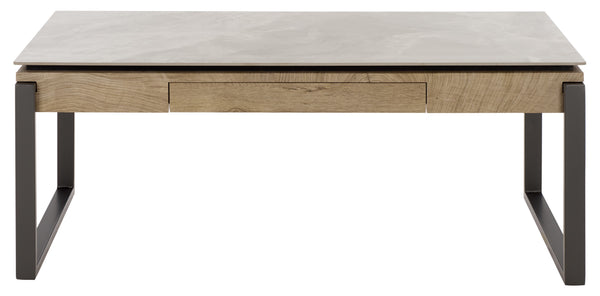 Safavieh Kota Modern Industrial Coffee Table With Hidden Drawer And Stone Look Mdf Top GREY / GREY CK12320