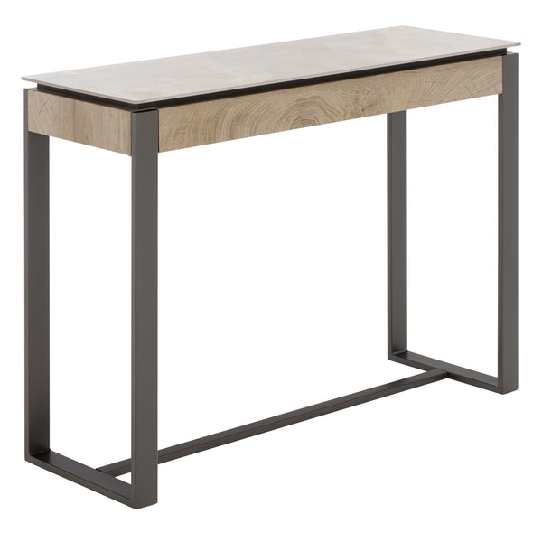 Safavieh Kota Console Table Stone Top Powder Coated Metal Frame Modern Entryway Accent GREY / GREY CK12323