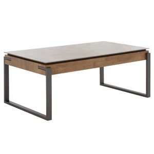 Safavieh Kota Modern Industrial Coffee Table With Hidden Drawer And Stone Look Mdf Top GREY / BROWN CK12330