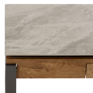 Safavieh Kota Modern Industrial Coffee Table With Hidden Drawer And Stone Look Mdf Top GREY / BROWN CK12330
