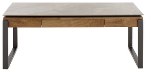 Safavieh Kota Modern Industrial Coffee Table With Hidden Drawer And Stone Look Mdf Top GREY / BROWN CK12330