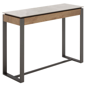 Safavieh Kota Console Table Stone Top Powder Coated Metal Frame Modern Entryway Accent GREY / BROWN CK12333