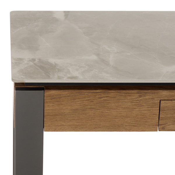 Safavieh Kota Console Table Stone Top Powder Coated Metal Frame Modern Entryway Accent GREY / BROWN CK12333