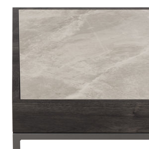 Safavieh Syd Nesting Coffee Table Set With Stone Look Top And Powder Coated Metal Legs For Living Room GREY / BLACK CK12410