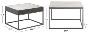 Safavieh Syd Nesting Coffee Table Set With Stone Look Top And Powder Coated Metal Legs For Living Room GREY / BLACK CK12410