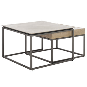 Safavieh Syd Nesting Coffee Table Set With Stone Look Top And Powder Coated Metal Legs For Living Room GREY / GREY CK12420