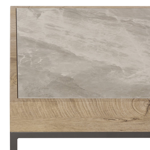 Safavieh Syd Nesting Coffee Table Set With Stone Look Top And Powder Coated Metal Legs For Living Room GREY / GREY CK12420