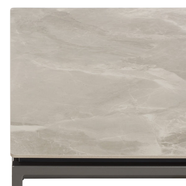 Safavieh Syd Nesting Coffee Table Set With Stone Look Top And Powder Coated Metal Legs For Living Room GREY / GREY CK12420