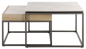 Safavieh Syd Nesting Coffee Table Set With Stone Look Top And Powder Coated Metal Legs For Living Room GREY / GREY CK12420