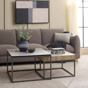 Safavieh Syd Nesting Coffee Table Set With Stone Look Top And Powder Coated Metal Legs For Living Room GREY / GREY CK12420