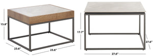 Safavieh Syd Nesting Coffee Table Set With Stone Look Top And Powder Coated Metal Legs For Living Room GREY / BROWN CK12430