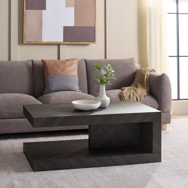 Safavieh Andra Modern Two Tier Coffee Table With Mdf Top And Metal Frame For Living Room BLACK CK12510