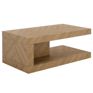 Safavieh Andra Modern Two Tier Coffee Table With Mdf Top And Metal Frame For Living Room LIGHT BROWN CK12530