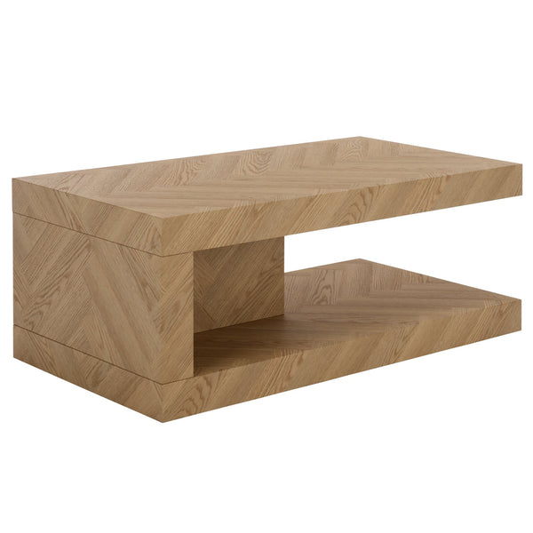 Safavieh Andra Modern Two Tier Coffee Table With Mdf Top And Metal Frame For Living Room LIGHT BROWN CK12530